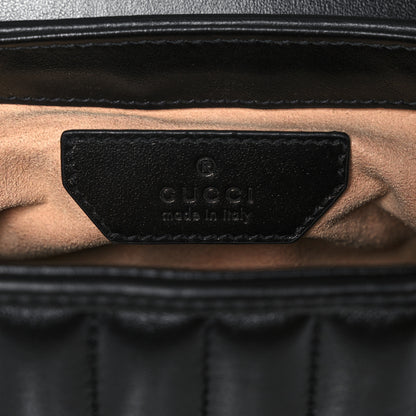 Gucci Calfskin Matelasse Aria Mini GG Marmont Top Handle Shoulder Bag Black 5 of 13