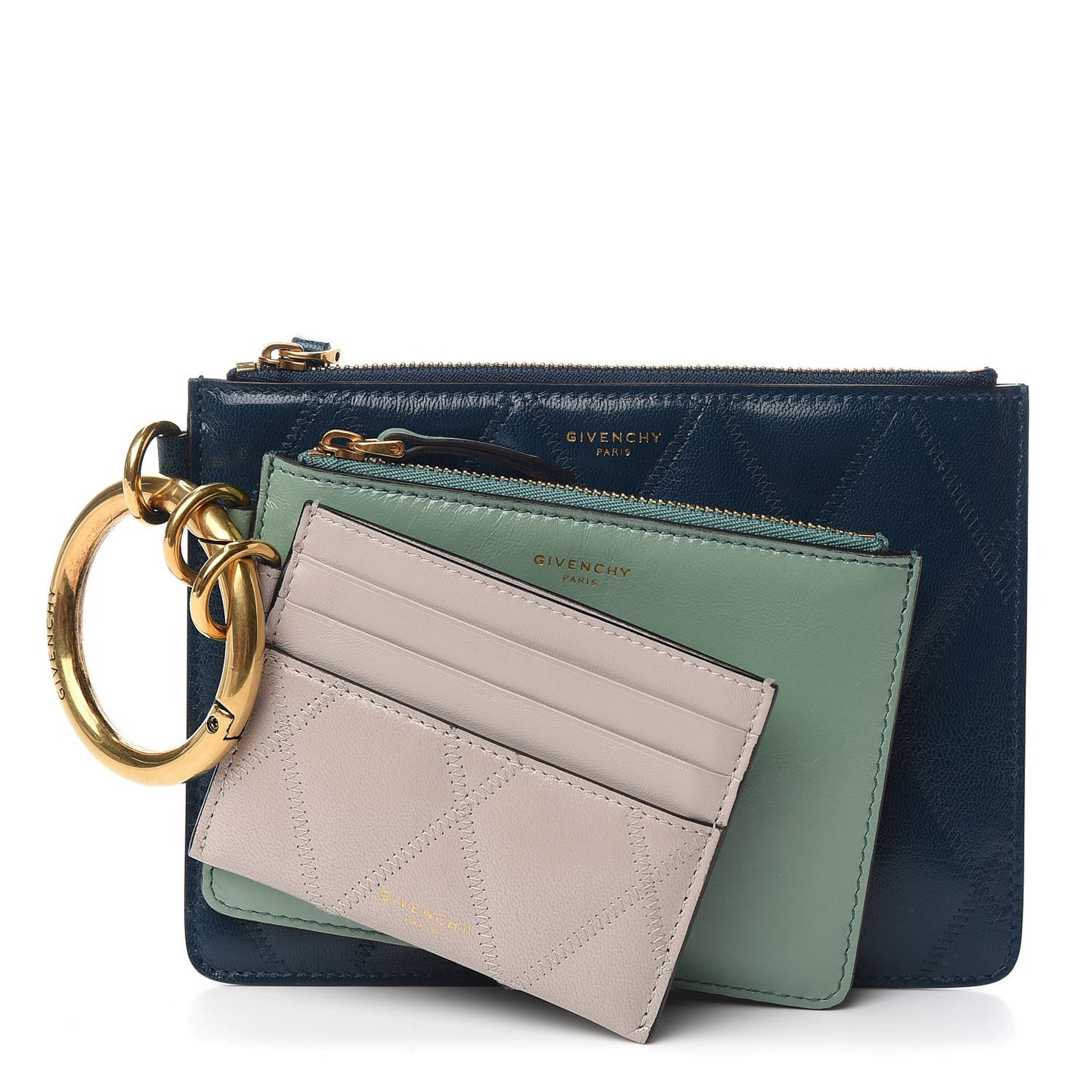 Goatskin Diamond Quilted GV3 Multi Pouch Blue
