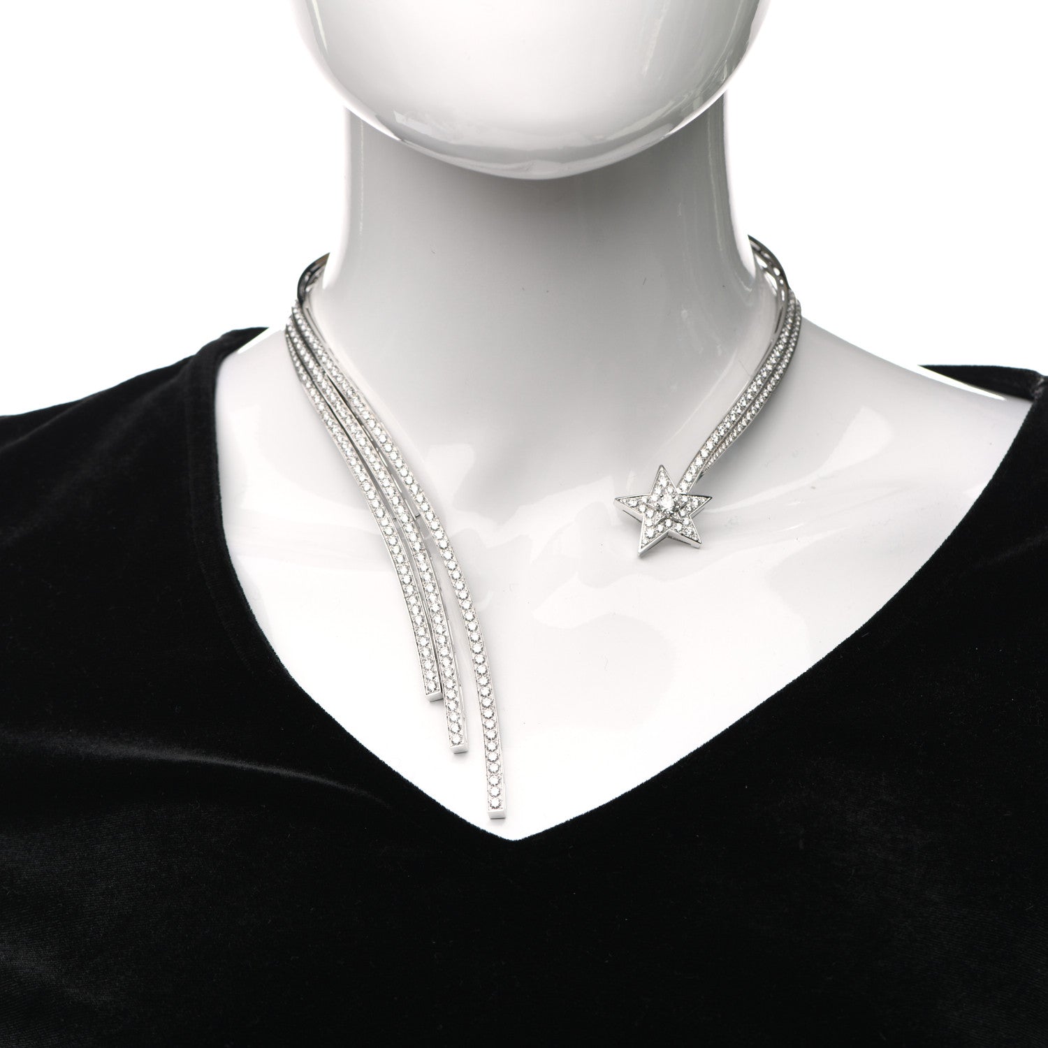 Chanel 18K White Gold Diamond Fil de Comete Collar Necklace 2 of 4