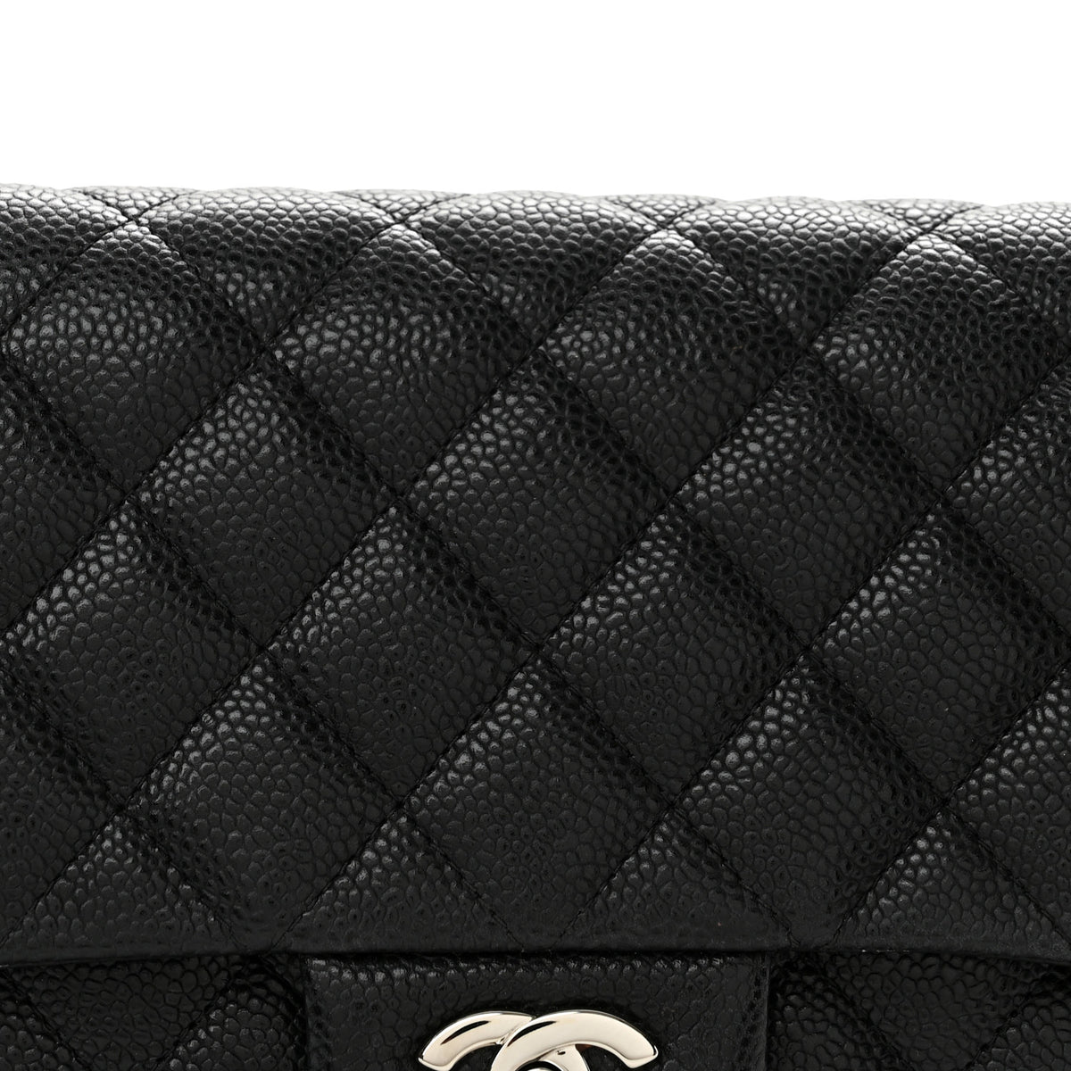 Caviar Quilted Flap Clutch Black