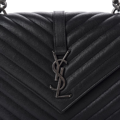 Saint Laurent Sheepskin Matelasse Chevron Monogram Medium College Bag Black 11 of 11
