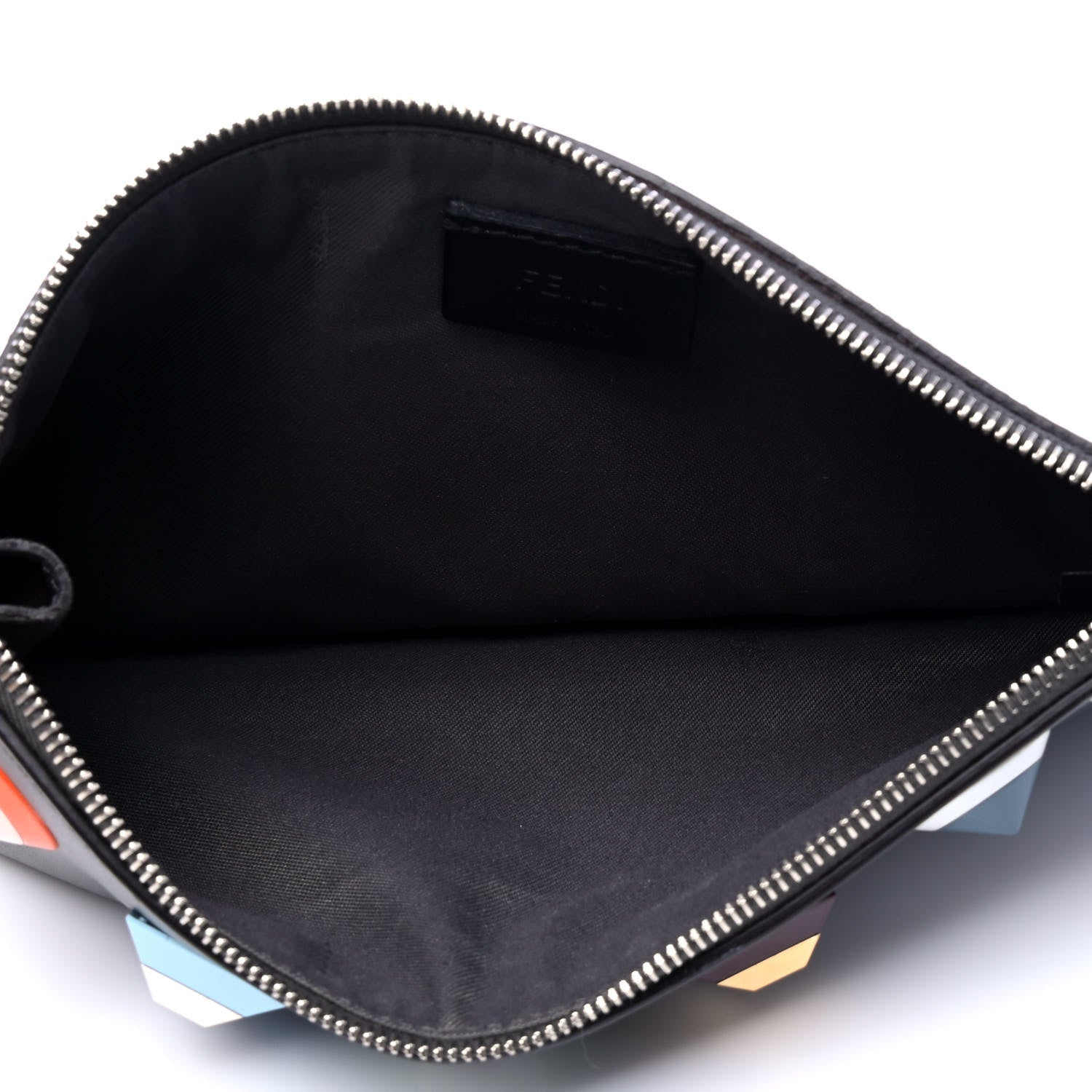 Fendi Vitello Liberty Studded Zip Pouch Blueberry Multicolor 3 of 4