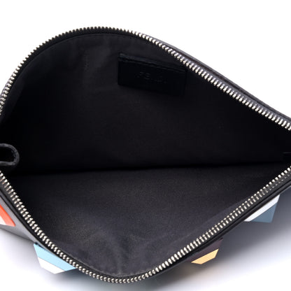 Fendi Vitello Liberty Studded Zip Pouch Blueberry Multicolor 3 of 4