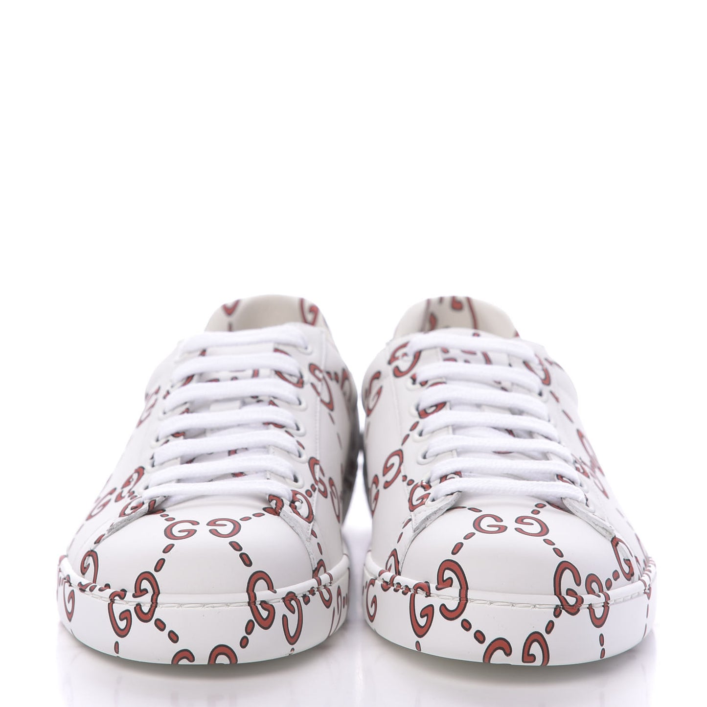 Calfskin GucciGhost Print Mens Ace Sneakers 7.5 White Hibiscus Red