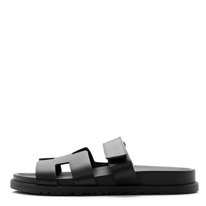 Hermes Calfskin Womens Chypre Sandals 39 Black 1 of 9