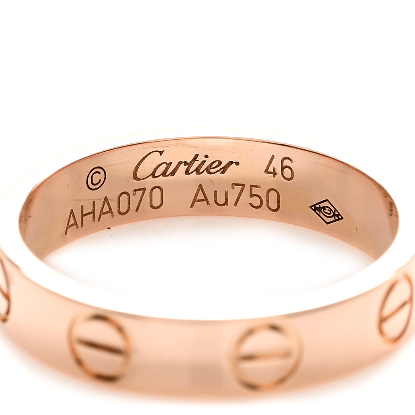 18K Pink Gold 3.5mm LOVE Wedding Band Ring 46 3.75