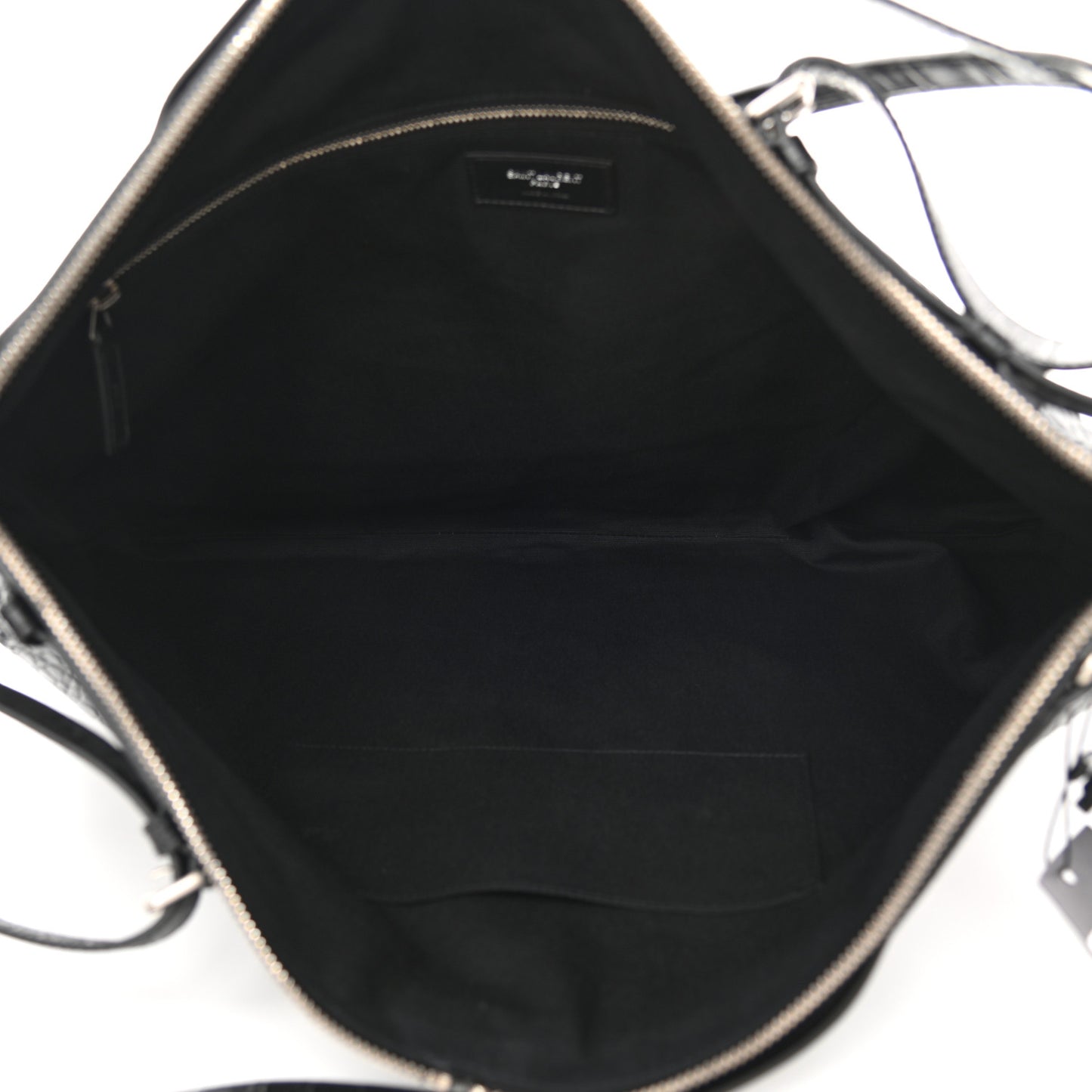 Calfskin Crocodile Embossed Large Convertible ID Bag Black