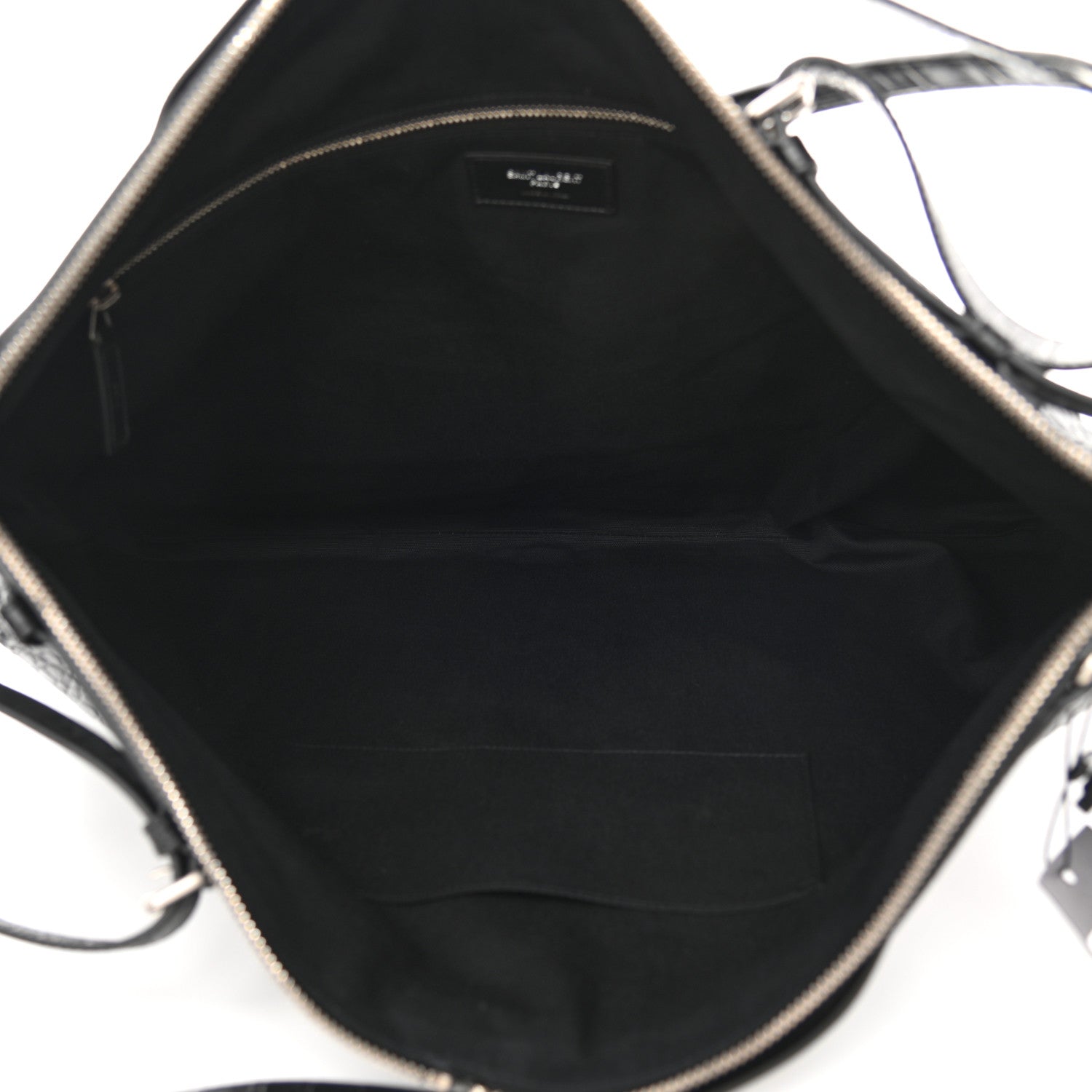 Saint Laurent Calfskin Crocodile Embossed Large Convertible ID Bag Black 5 of 10
