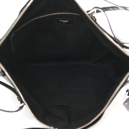 Saint Laurent Calfskin Crocodile Embossed Large Convertible ID Bag Black 5 of 10