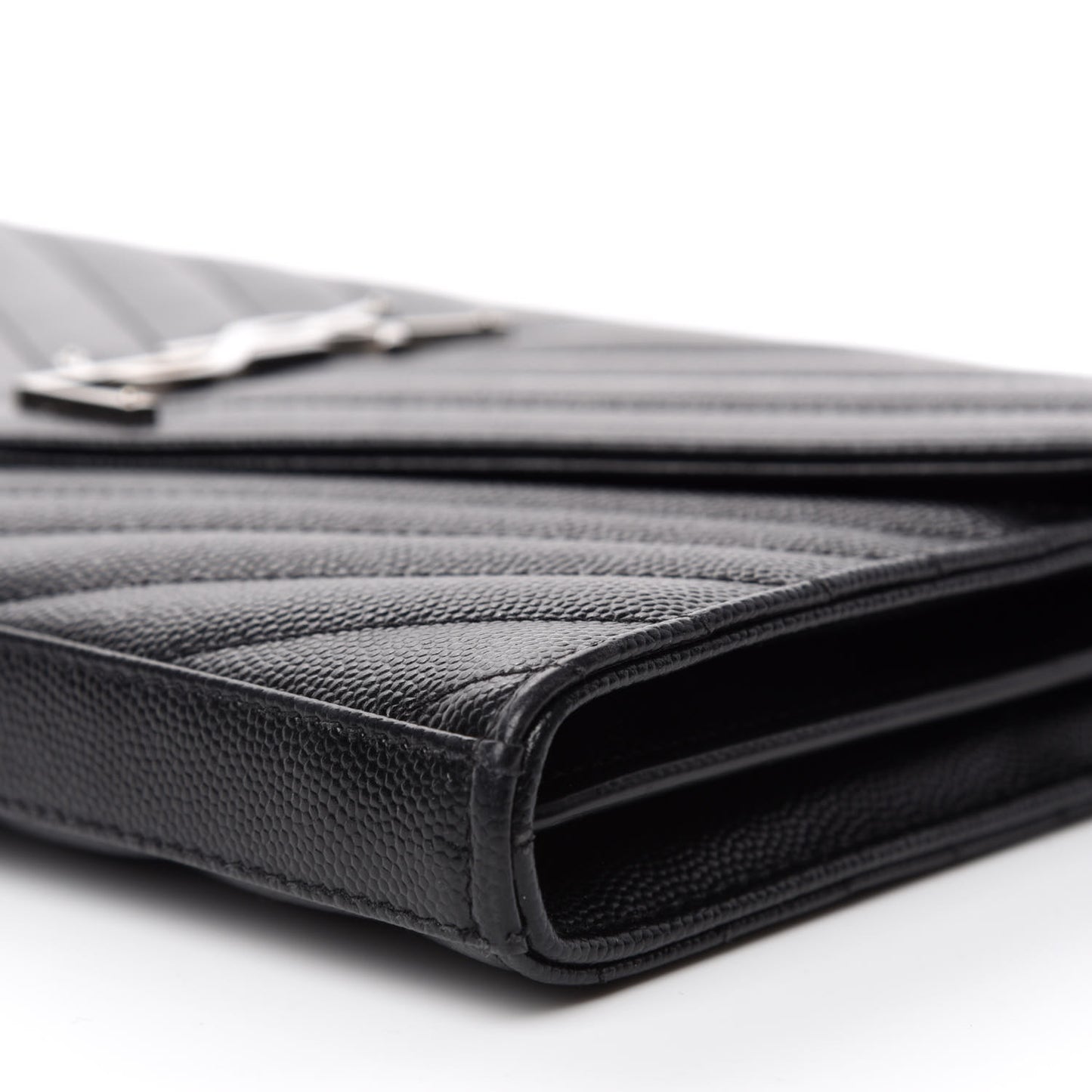 Grain De Poudre Matelasse Chevron Monogram Chain Wallet Black