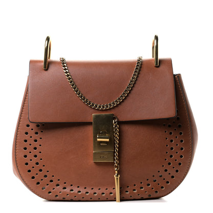 Chloe Calfskin Perforated Mini Drew Shoulder Bag Caramel 1 of 9