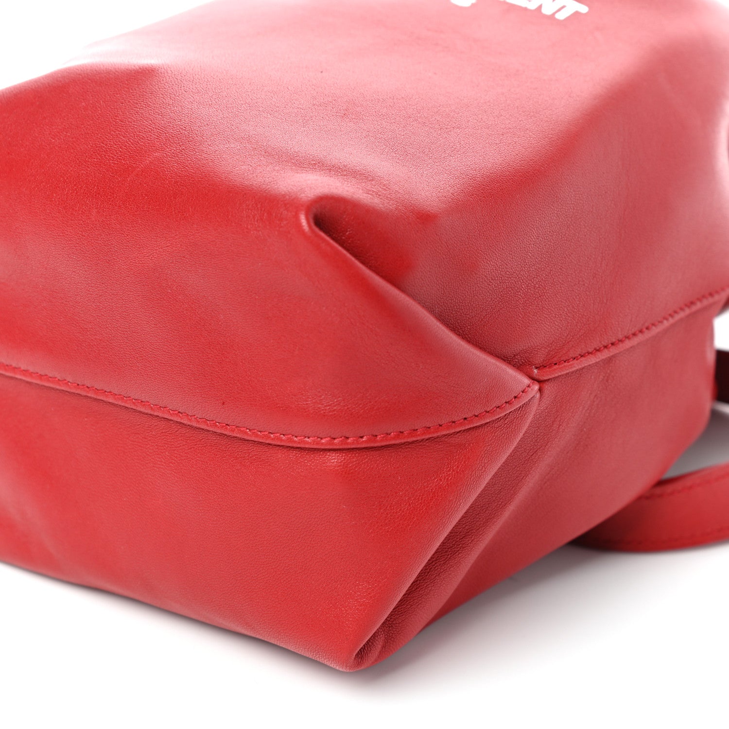 Saint Laurent Lambskin Small Teddy Bucket Bag Red 8 of 8