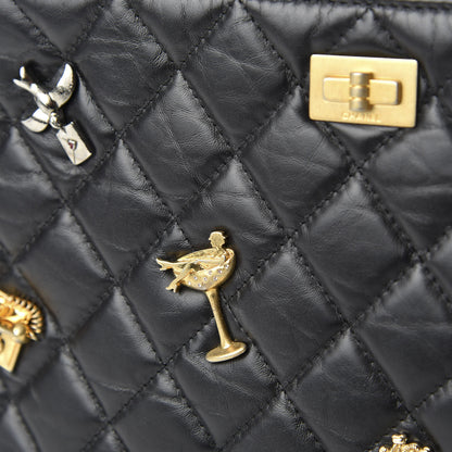 Chanel Aged Calfskin Quilted Medium Lucky Charms Cosmetic Case Black 8 of 8