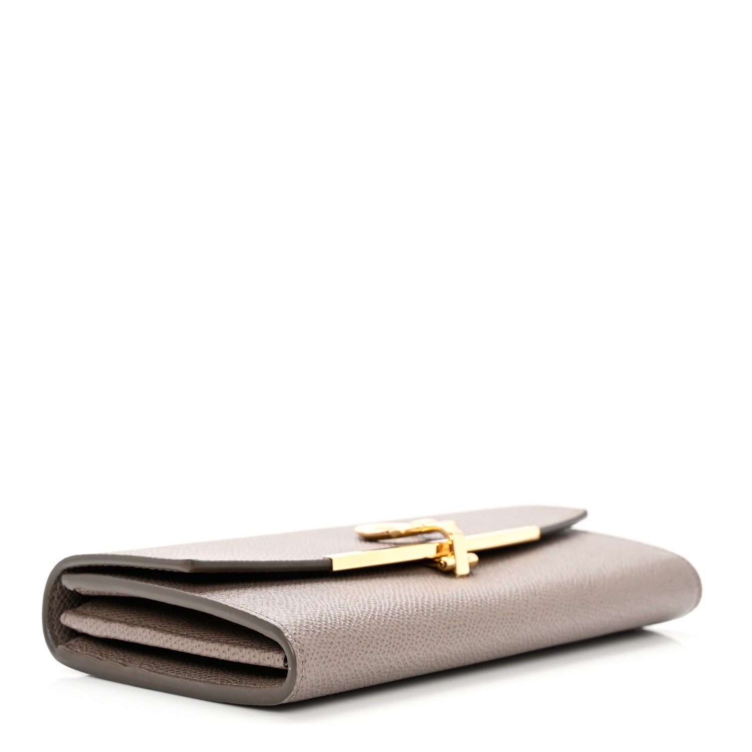 Salvatore Ferragamo Hammered Calfskin Gancini Wallet Caraway Seed 5 of 8