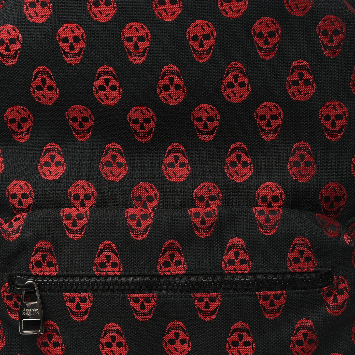 Nylon Skull Print Backpack Black Red