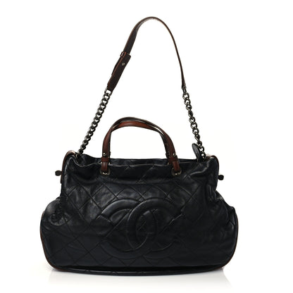 Chanel Iridescent Calfskin Quilted Country Chic Hobo Black 1 of 9