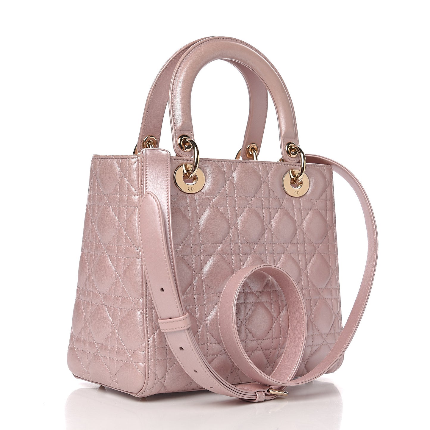 Pearly Lambskin Cannage Medium Lady Dior Lotus