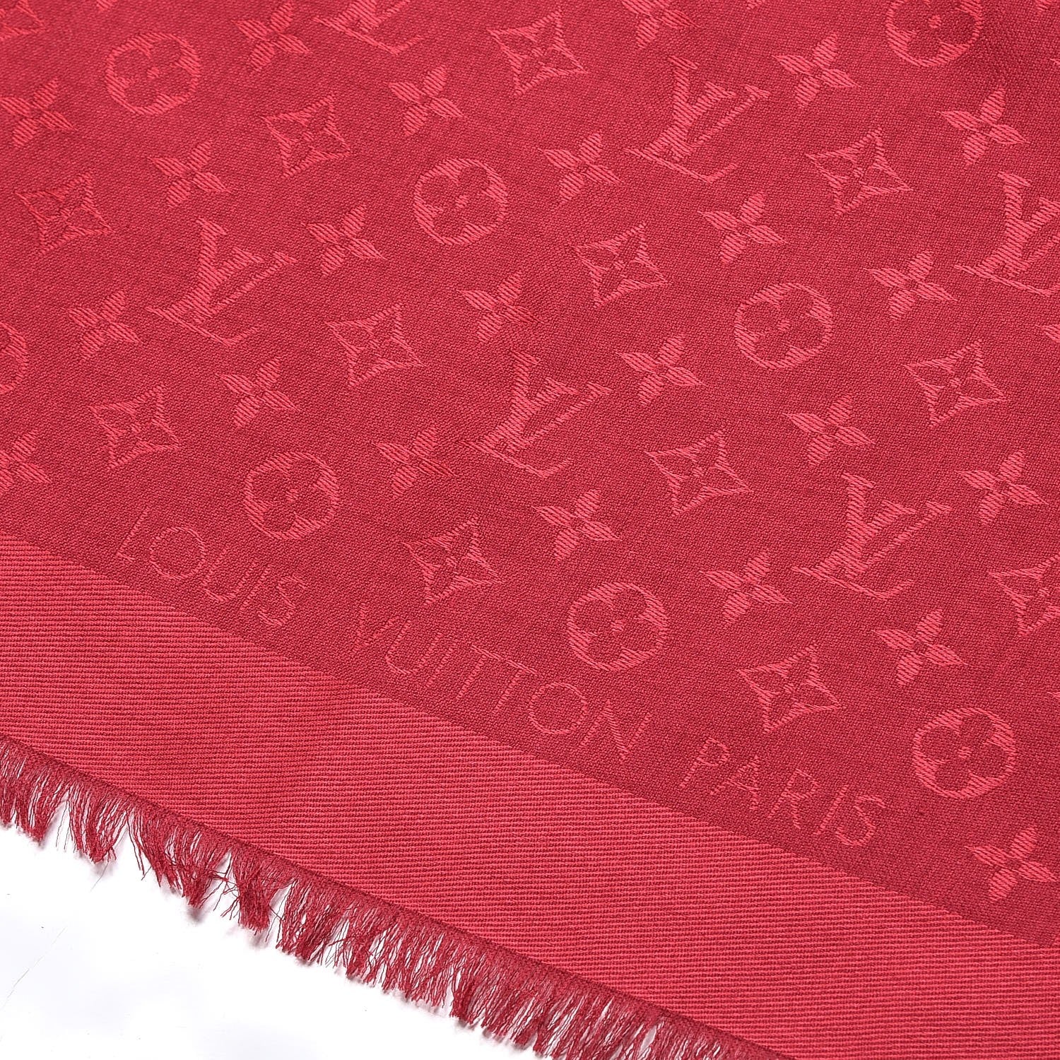 Louis Vuitton Silk Wool Monogram Shawl Pomme D'Amour 3 of 4