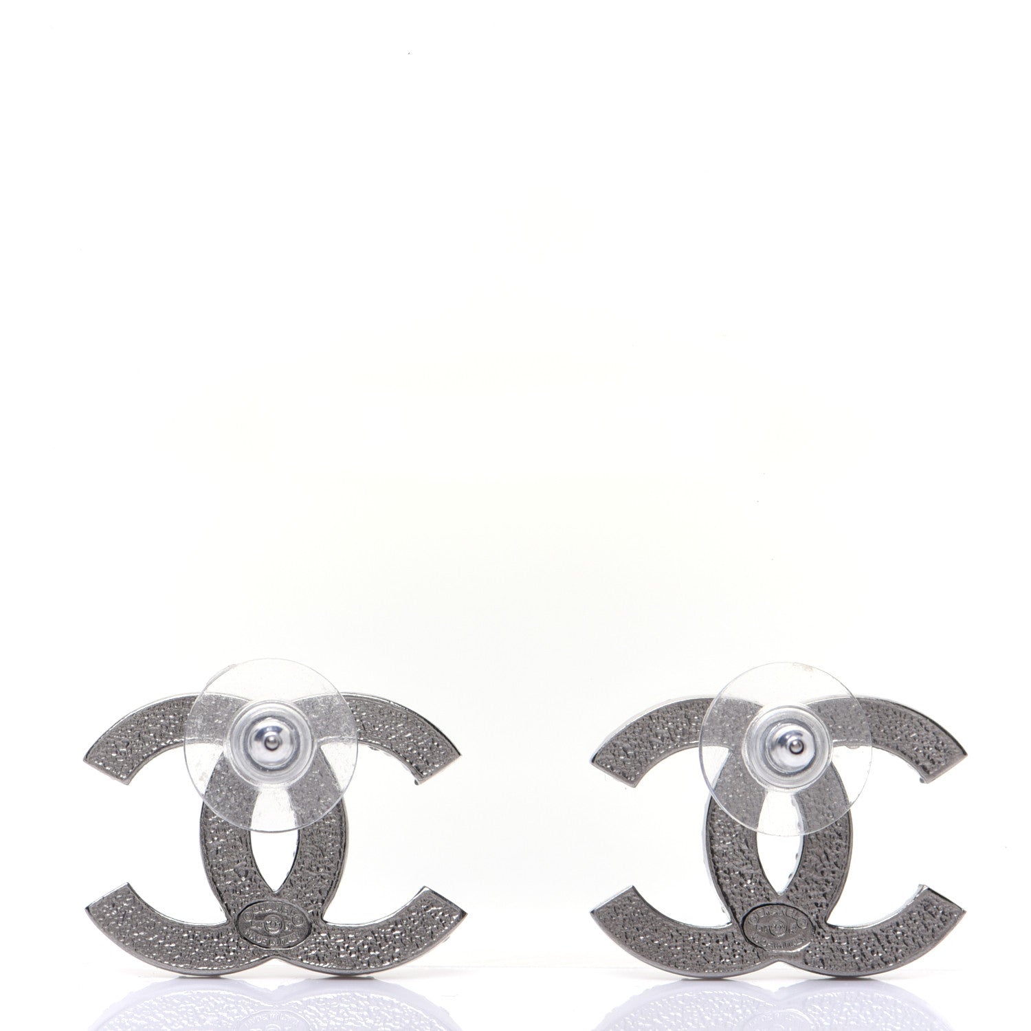 Chanel Crystal Large CC Earrings Silver 3 of 8