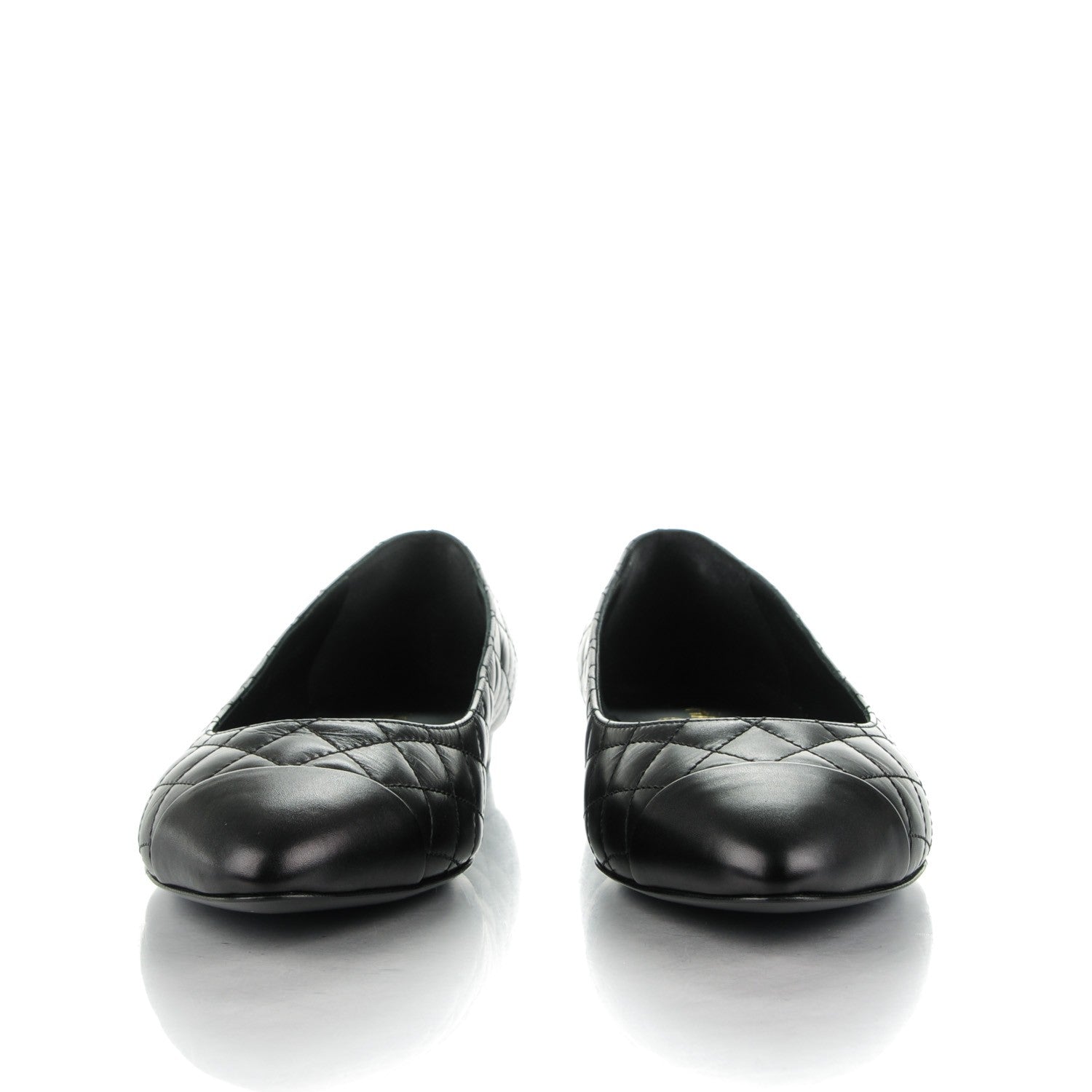 Chanel Lambskin Quilted Cap Toe Ballerina Flats 39.5 Black 2 of 9