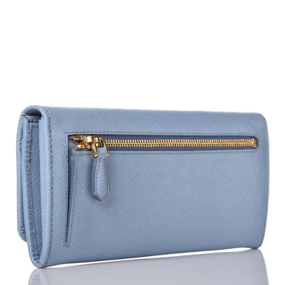 Prada Saffiano Metal Continental Flap Travel Wallet Astrale 3 of 11