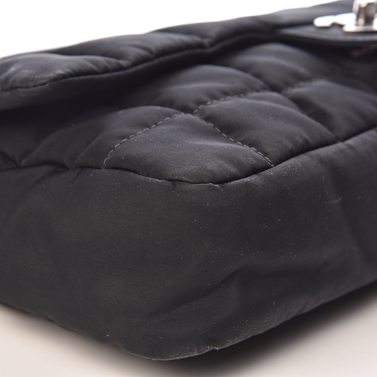 Nylon Square Quilted Flap Black