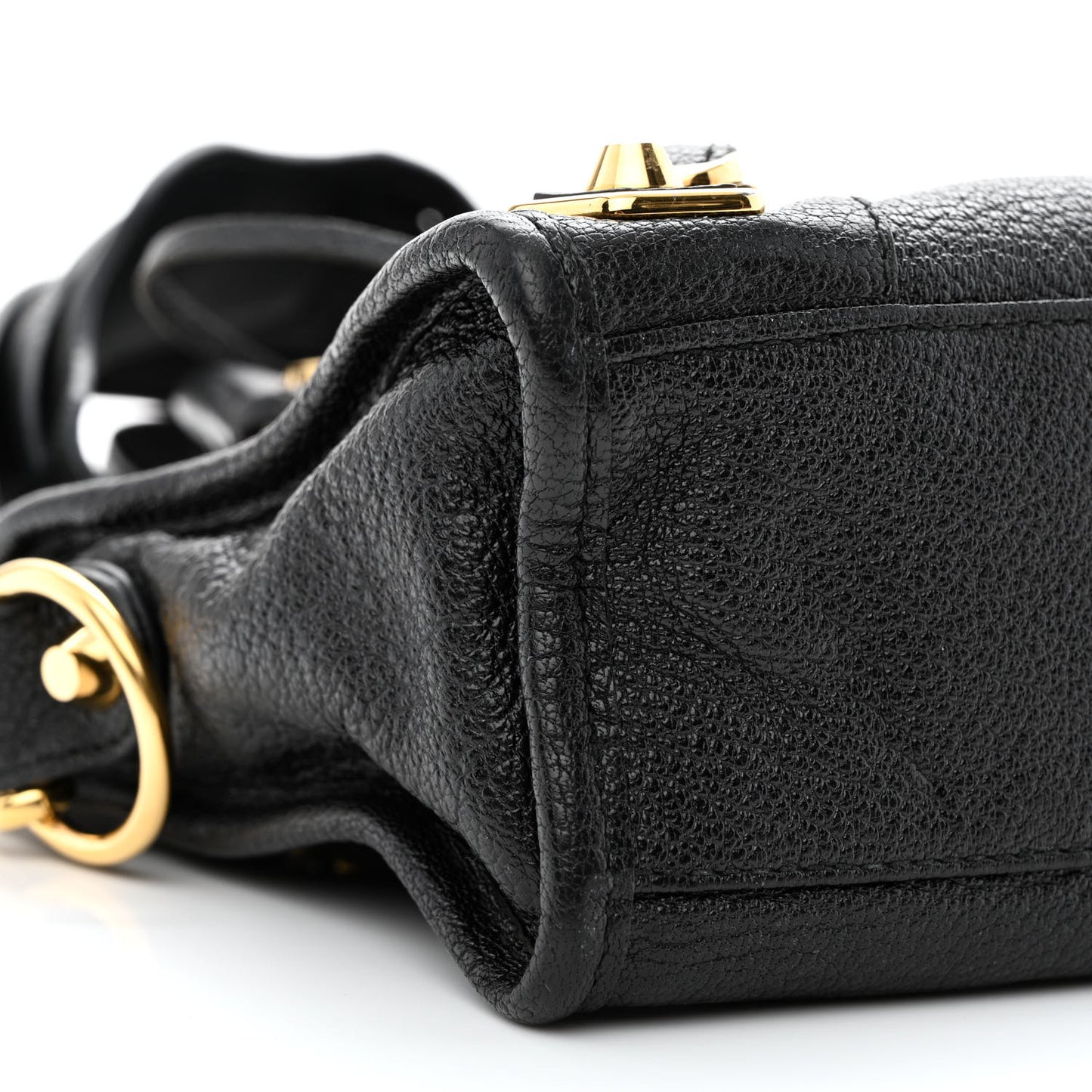 Chevre Gold Metallic Edge Hardware Mini City Black