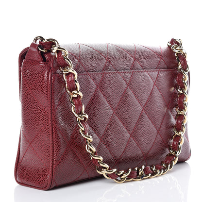 Chanel Caviar Quilted Medium Single Flap Dark Red 3 of 13