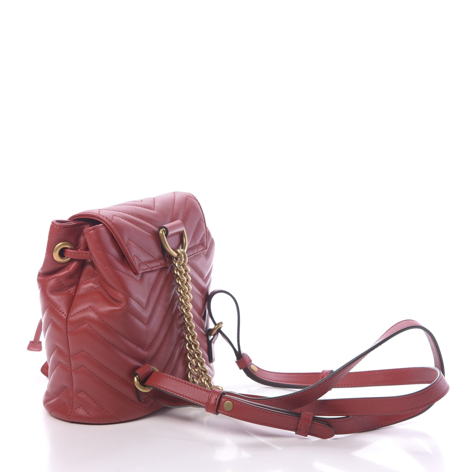 Gucci Calfskin Matelasse GG Marmont Flap Backpack Hibiscus Red 2 of 9