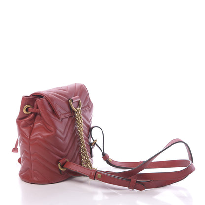 Gucci Calfskin Matelasse GG Marmont Flap Backpack Hibiscus Red 2 of 9