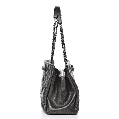 Chanel Metallic Caviar Quilted CC Tote Dark Silver 12 of 15