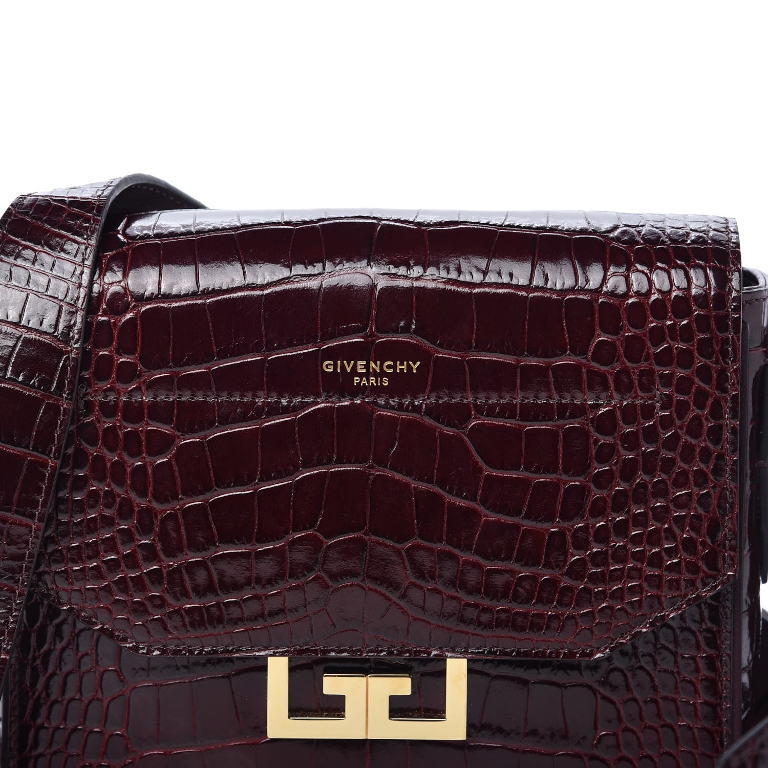 Givenchy Calfskin Crocodile Embossed Small Eden Burgundy 9 of 9
