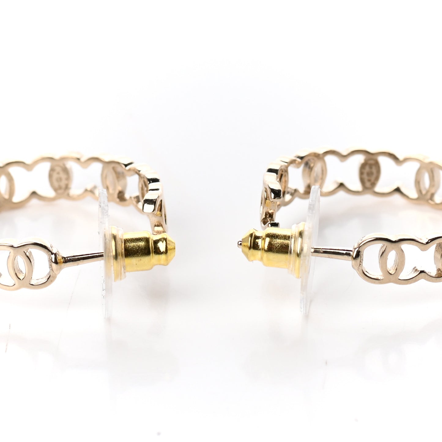 Metal CC Hoop Earrings Gold
