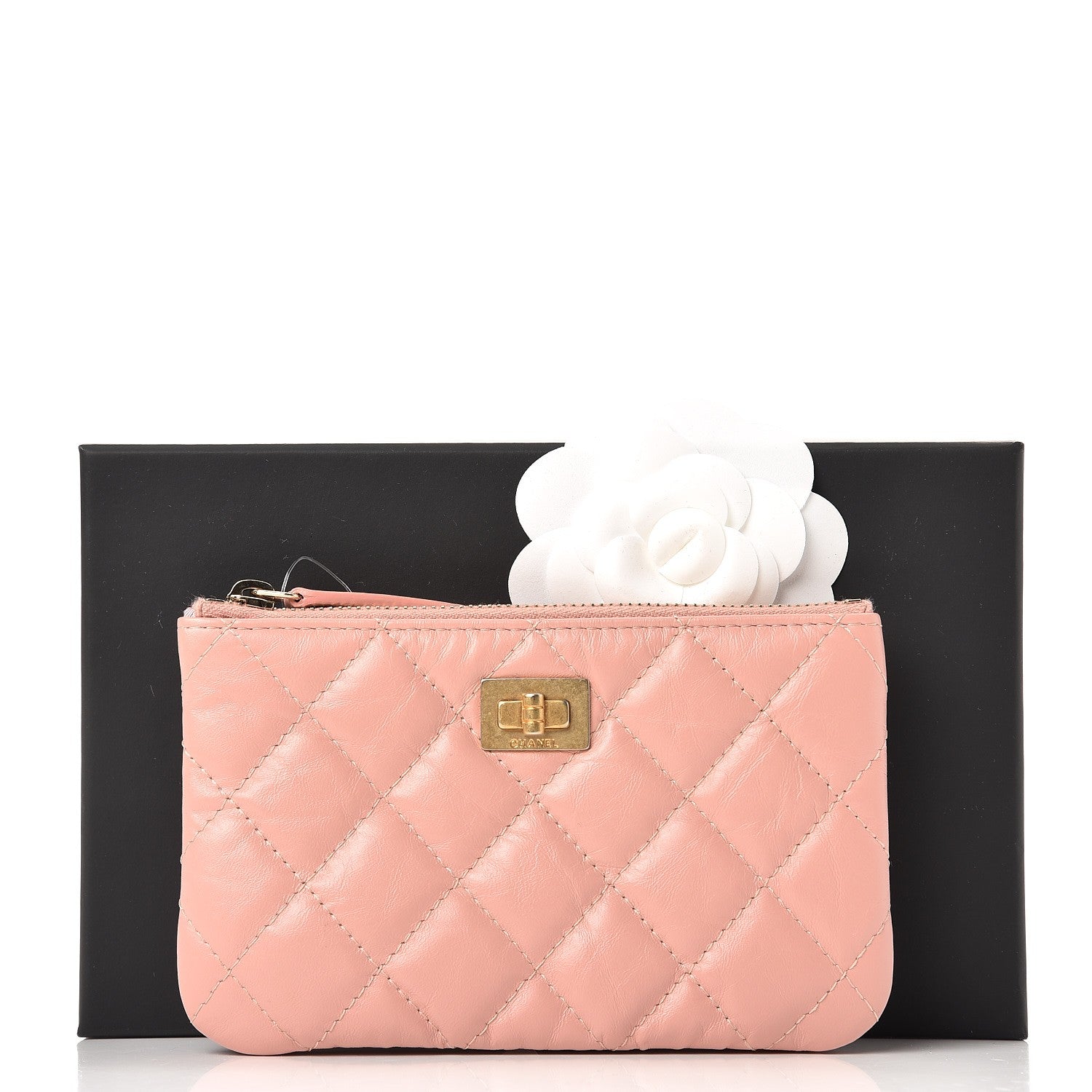 Chanel Aged Calfskin Quilted Small Reissue Cosmetic Case Light Pink 8 of 8