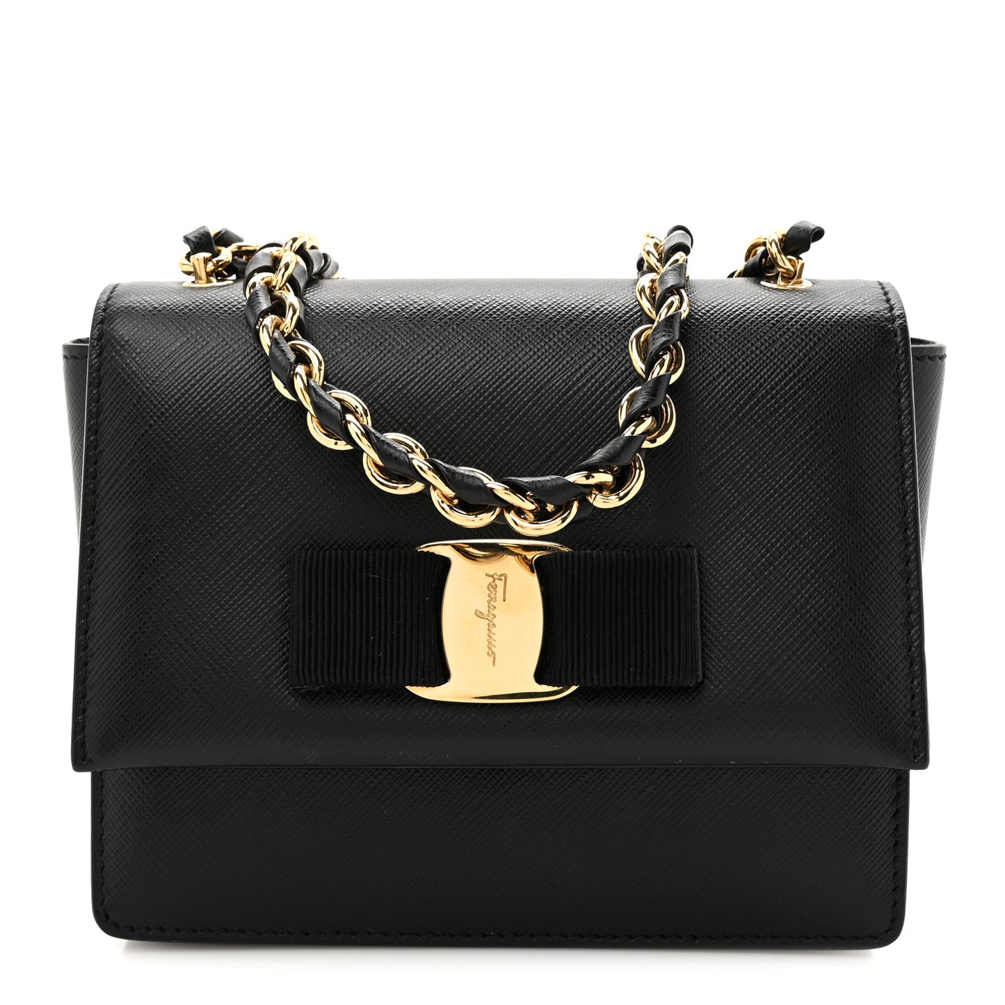 Printed Calfskin Mini Ginny Shoulder Bag Black