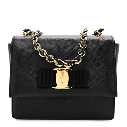 Salvatore Ferragamo Printed Calfskin Mini Ginny Shoulder Bag Black 1 of 9