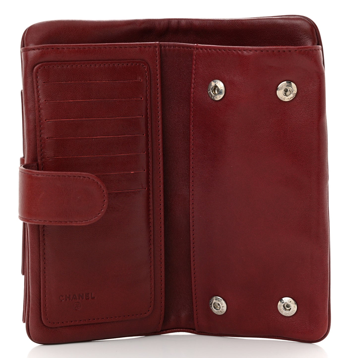 Lambskin Bow French Wallet Red