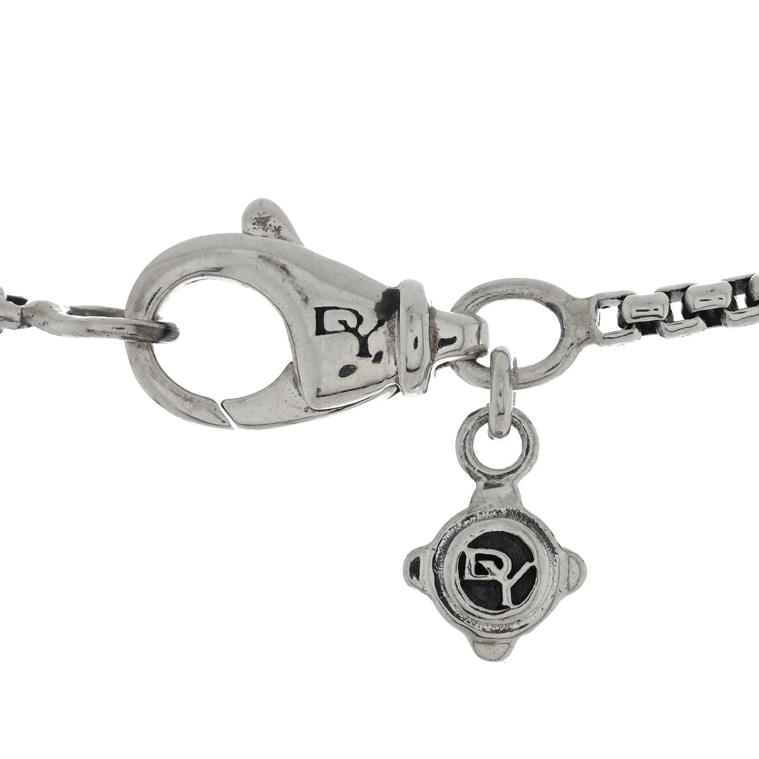 David Yurman Sterling Silver Diamond Initial C Charm Necklace 4 of 4
