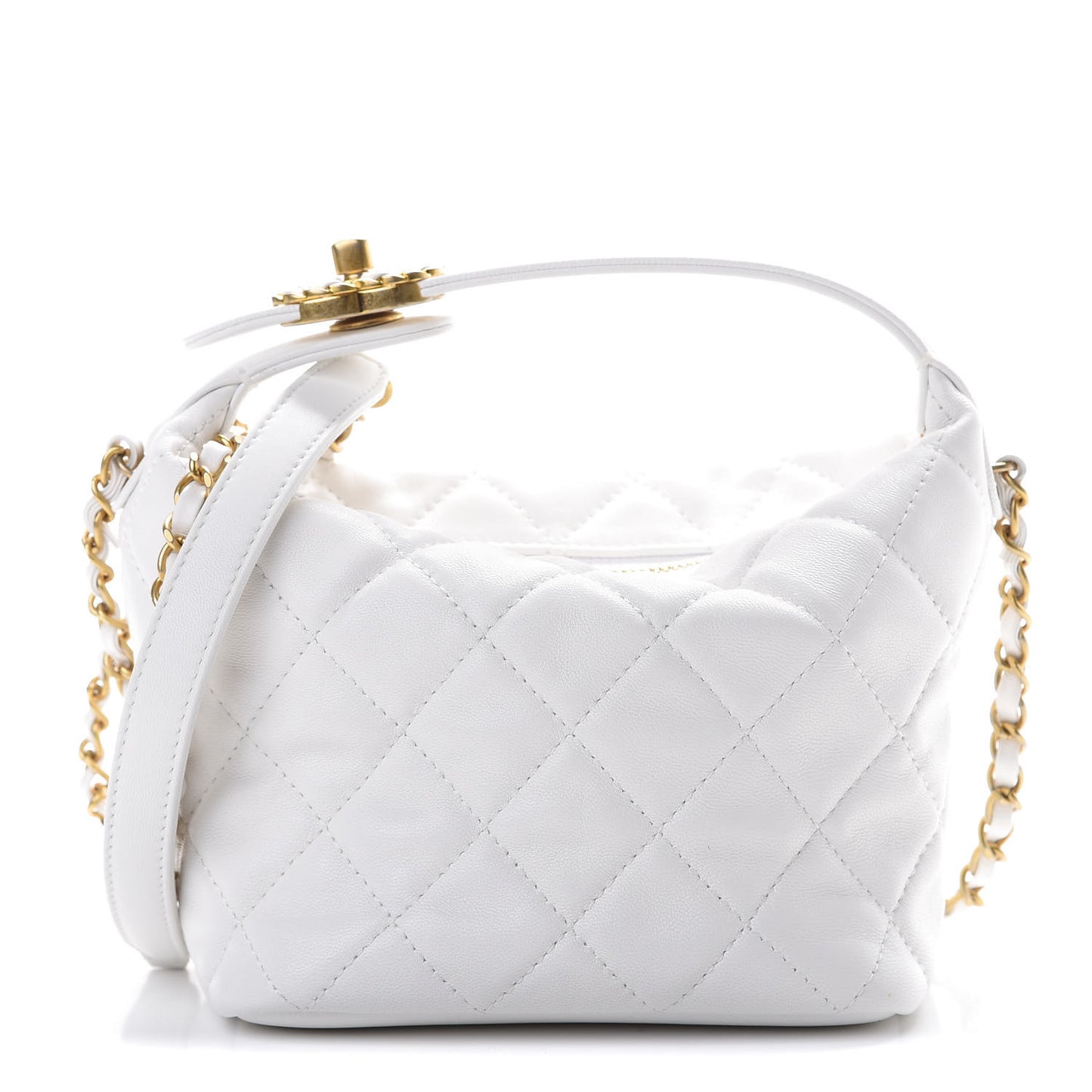 Lambskin Quilted Small Hobo White