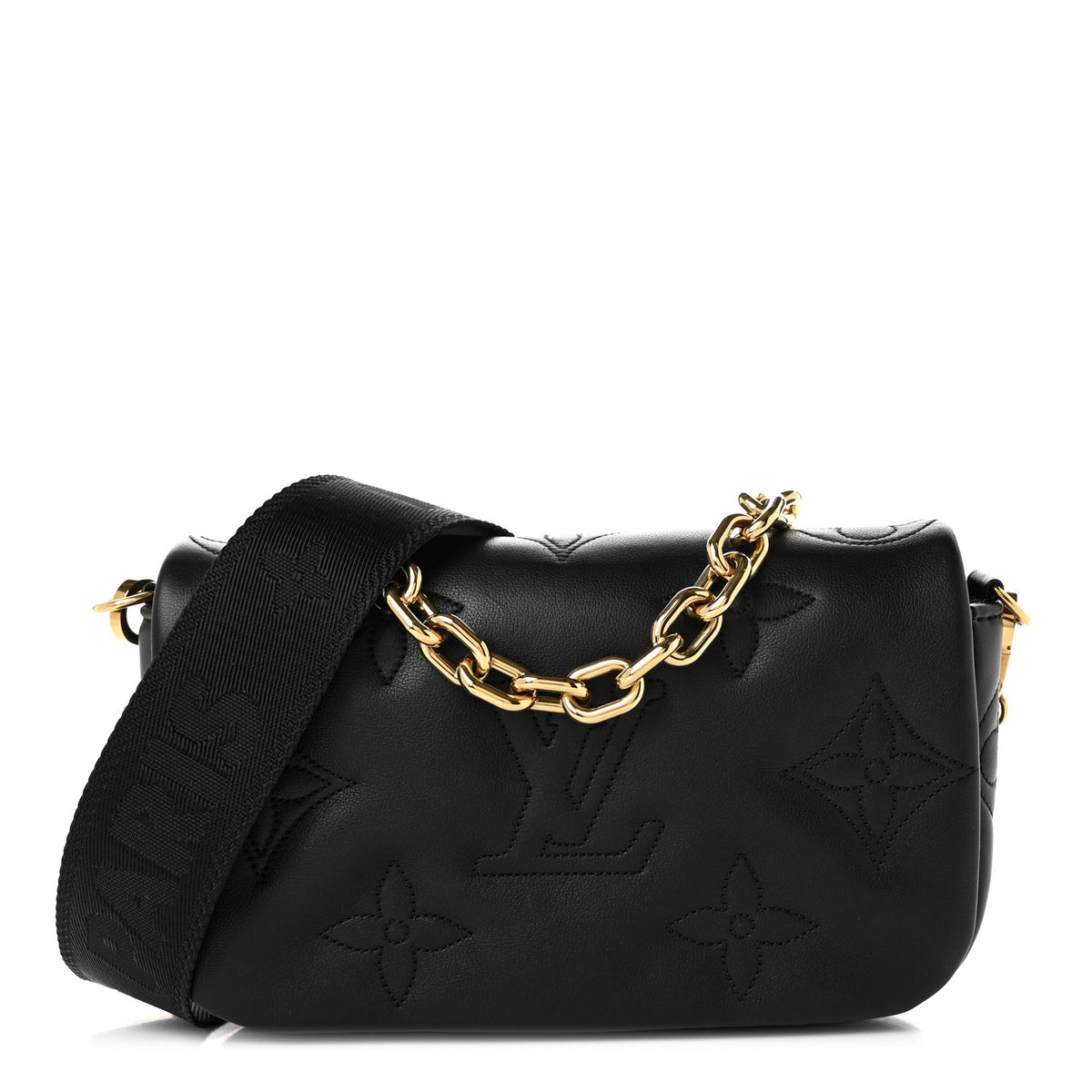 Louis Vuitton Calfskin Bubblegram Wallet On Strap Black 1 of 10