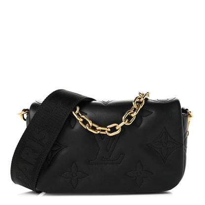 Louis Vuitton Calfskin Bubblegram Wallet On Strap Black 1 of 10