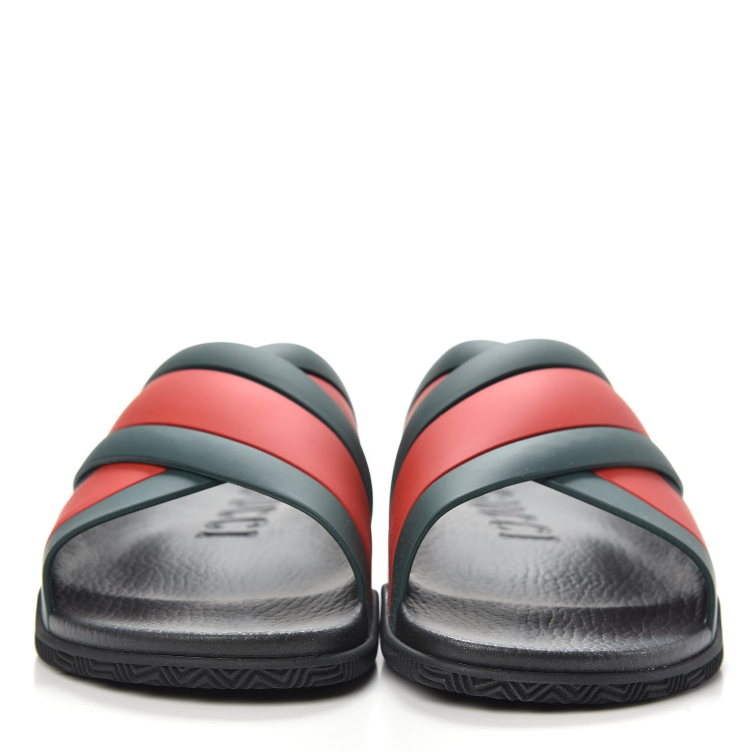 Gucci Rubber Web Mens Criss Cross Slide Sandals 9 Green Red 2 of 8