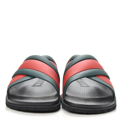Gucci Rubber Web Mens Criss Cross Slide Sandals 9 Green Red 2 of 8