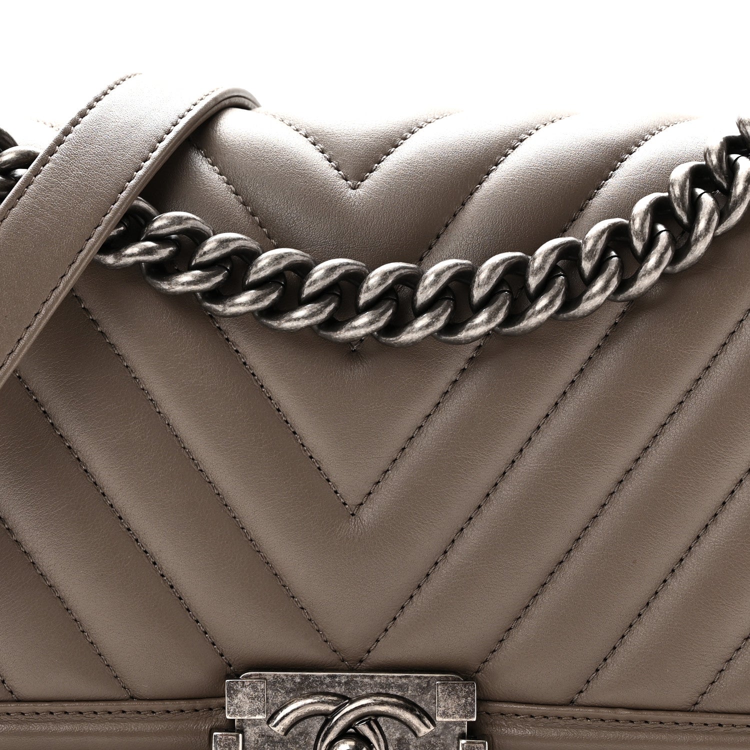 Chanel Calfskin Chevron Quilted Medium Boy Flap Grey 8 of 10