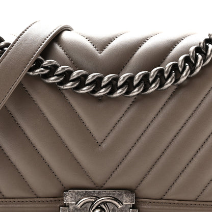 Chanel Calfskin Chevron Quilted Medium Boy Flap Grey 8 of 10