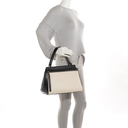 Celine Textured Calfskin Small Bi-Color Edge Shoulder Bag Black Cream 2 of 27