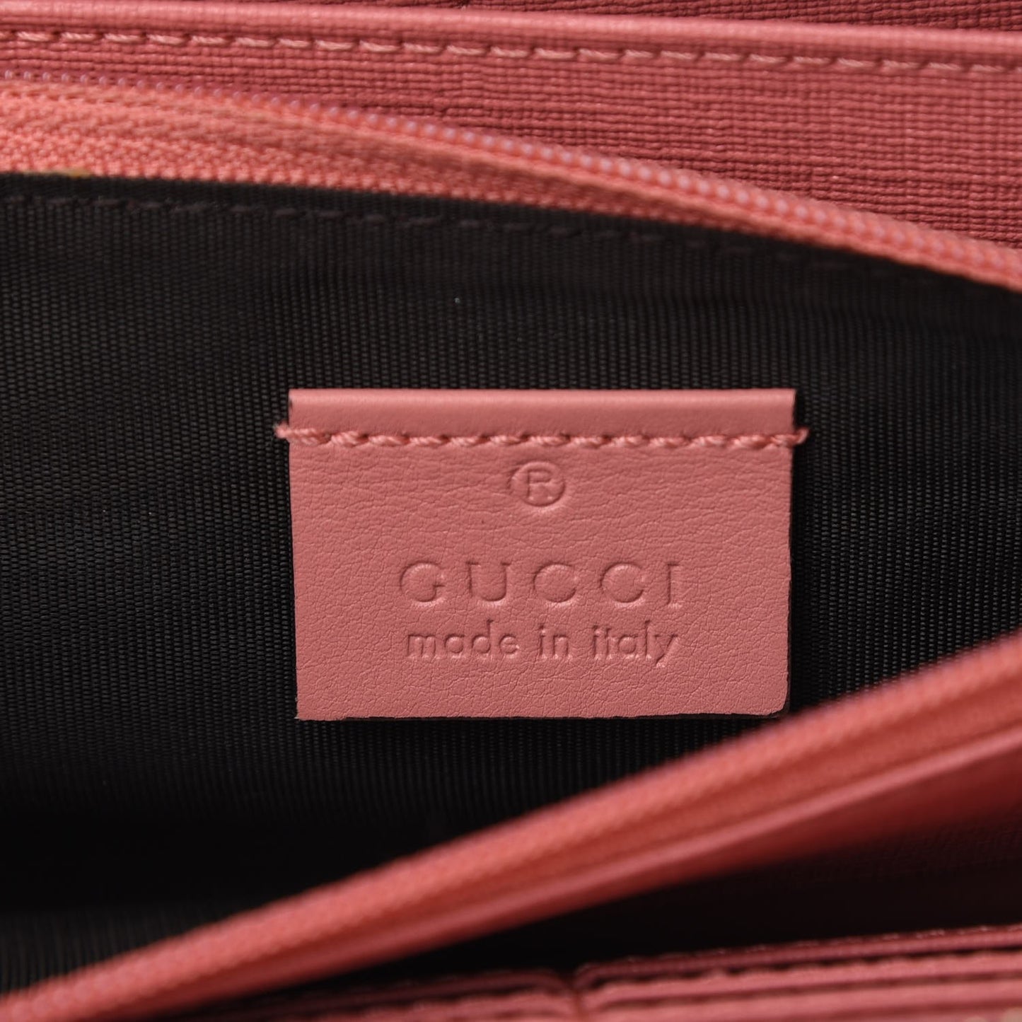 GG Supreme Monogram Embroidered Face Zip Around Wallet Pink