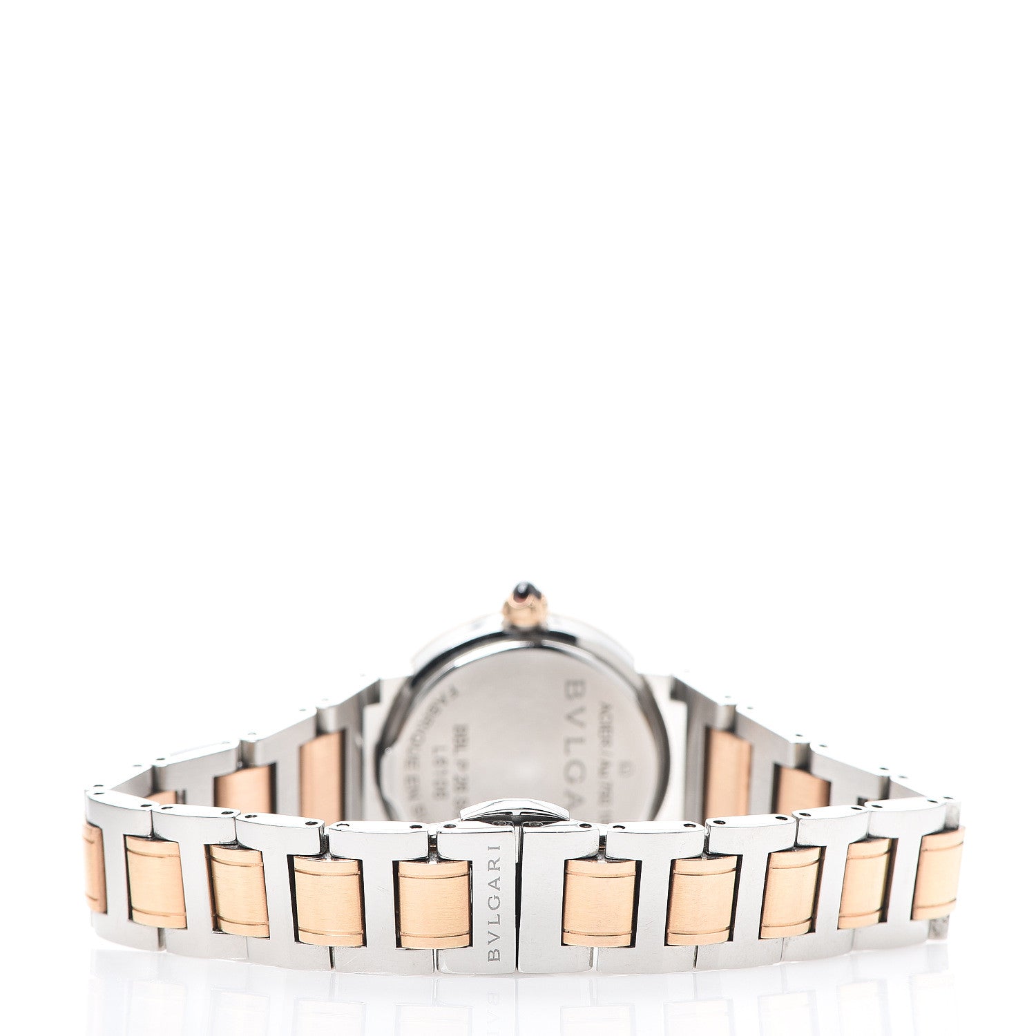 Bulgari Stainless Steel 18K Rose Gold Diamond 26mm Quartz Watch Red 3 of 9