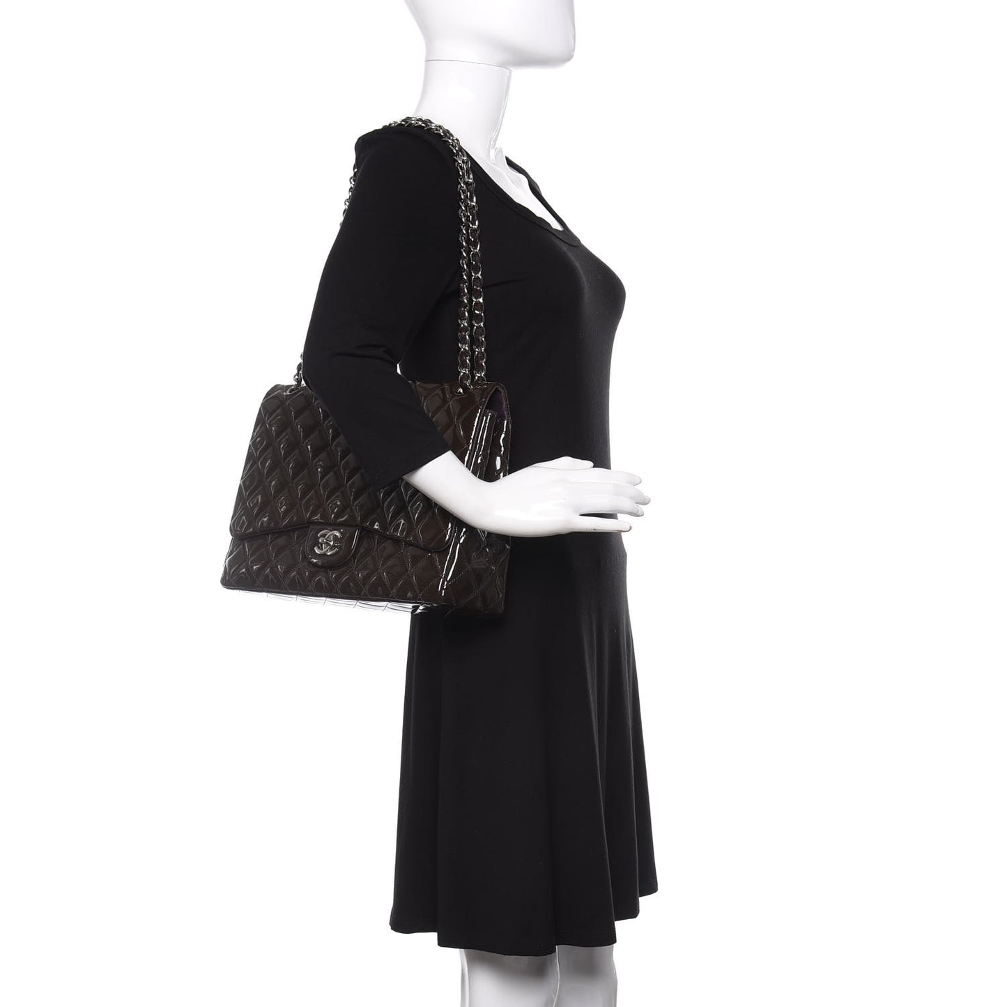 Patent Quilted Maxi Single Flap Dark Purple