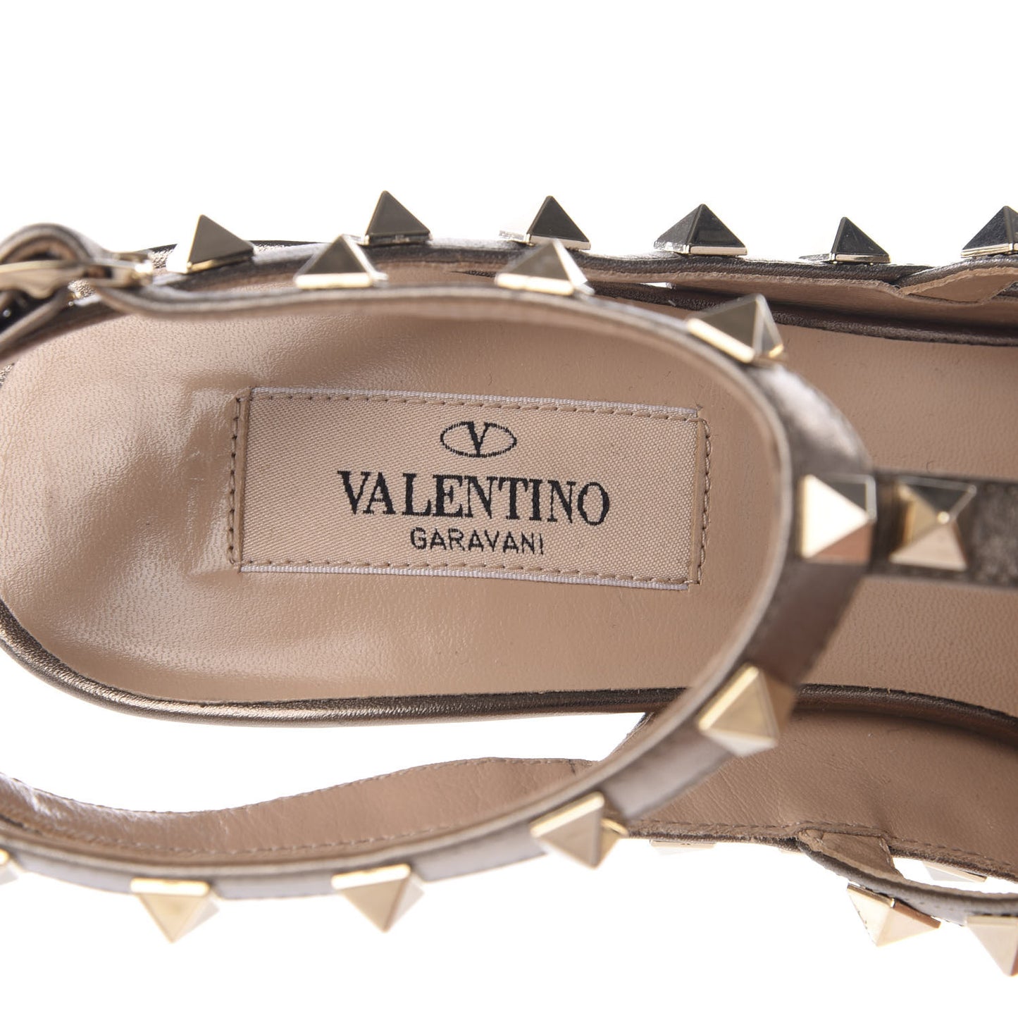 Metallic Pebbled Calfskin Rockstud Ankle Strap Pumps 39.5 Sasso